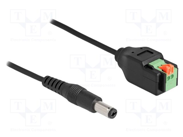 Cable; 2-pin terminal connector,DC 5,5/2,1 plug; straight