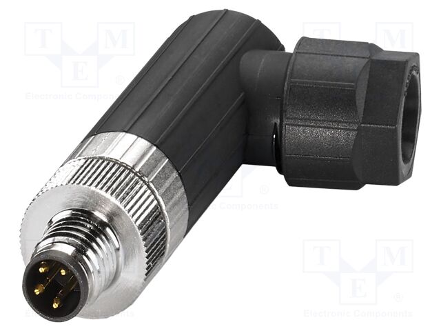 Connector: M8; PIN: 4; 4A; 30V; IP65; angled; unshielded; plug