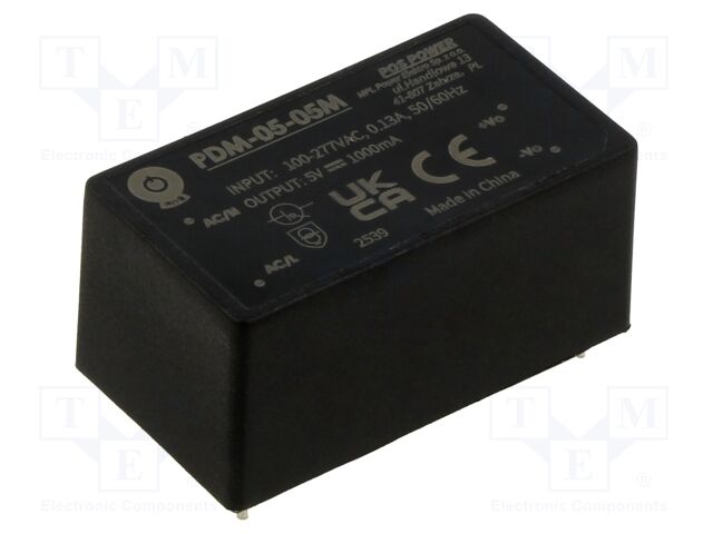Converter: AC/DC; 5W; 85÷305VAC; Usup: 100÷430VDC; Uout: 5VDC; OUT: 1