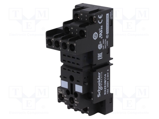 Relays accessories: socket; PIN: 14; Mounting: DIN; 10A; 250VAC