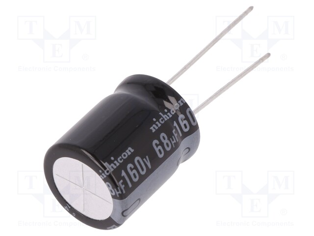Capacitor: electrolytic; THT; 68uF; 160VDC; Ø16x20mm; Pitch: 7.5mm