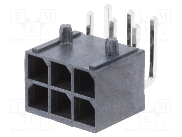 Socket; wire-board; male; Mega-Fit; 5.7mm; PIN: 6; Layout: 2x3; 23A