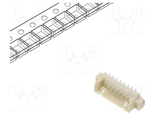 Socket; wire-board; male; 1.25mm; PIN: 8; SMT; 250V; 1A; tinned