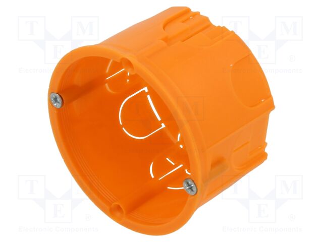 Enclosure: junction box; Ø: 63mm; plaster embedded; IP20; orange