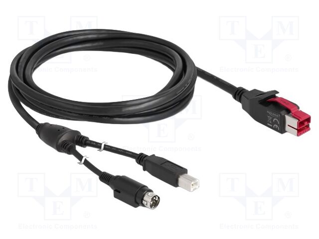 Cable; DIN mini 3pin plug,PoweredUSB plug,USB B plug; 3m; black