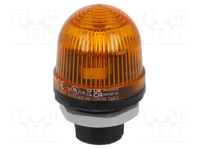 Signaller: lighting; flashing light; orange; 24VDC; IP65; Ø57x85mm