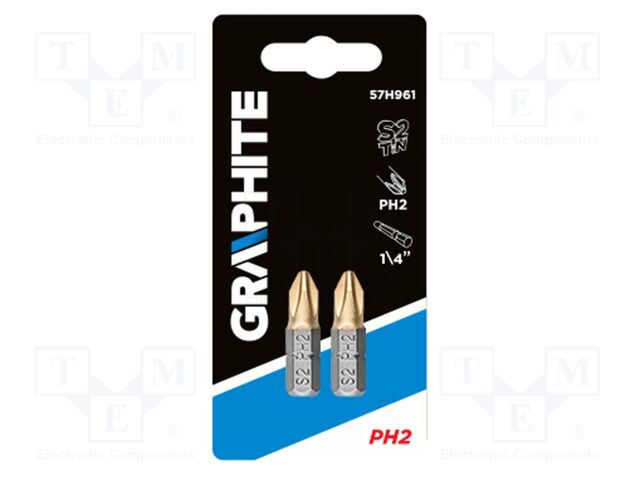 Screwdriver bit; Phillips; PH2; Overall len: 25mm; 2pcs.