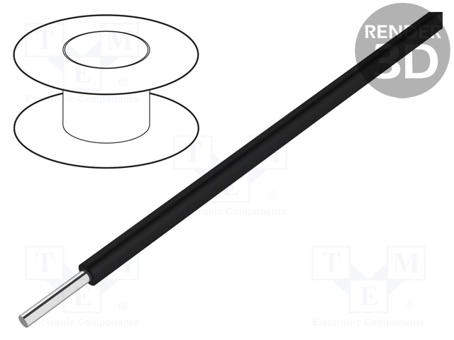 Wire; solid; Cu; 30AWG; black; kynar 460 (PVDF); 300V; 50m