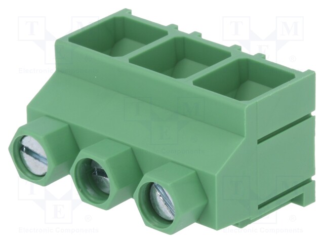 PCB terminal block; angled 90°; 9.52mm; ways: 3; on PCBs; 4mm2