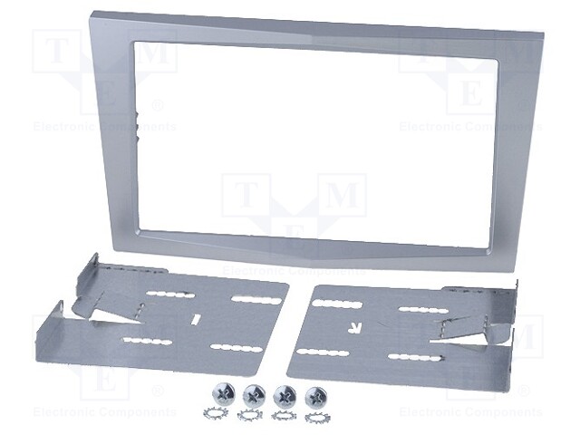 Radio mounting frame; Opel; 2 DIN; shiny silver