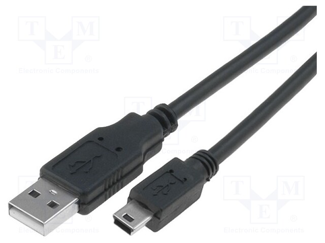 Cable; USB 2.0; USB A plug,USB B mini plug; nickel plated; 1.8m