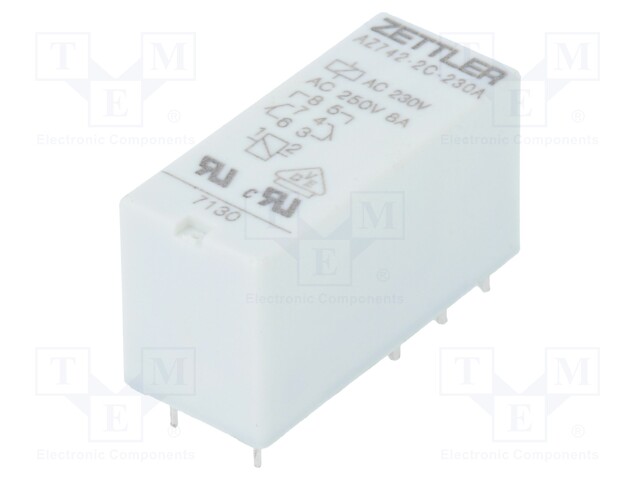 Relay: electromagnetic; DPDT; Ucoil: 230VAC; 8A/250VAC; 8A/30VDC