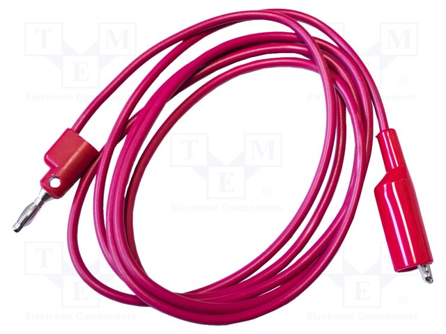Test lead; 10A; banana plug 4mm,aligator clip; Urated: 1kV; red
