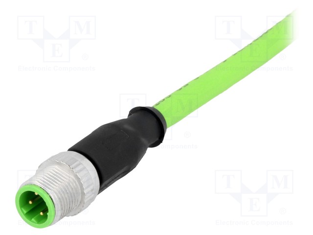 Plug; M12; PIN: 4; male; D code-Ethernet; 0.5m; Insulation: TPU