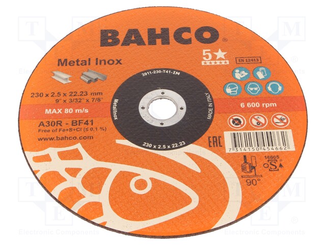 Cutting wheel; Ø: 230mm; Øhole: 22.23mm; Disc thick: 2.5mm