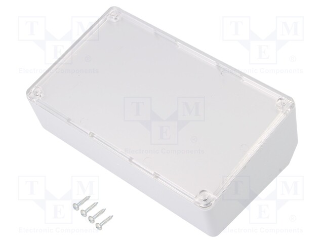 Enclosure: desktop; X: 161mm; Y: 95mm; Z: 64mm; ABS; light grey