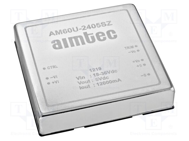 Converter: DC/DC; 60W; Uin: 18÷36VDC; Uout: 5VDC; Iout: 12A; 2"x2"