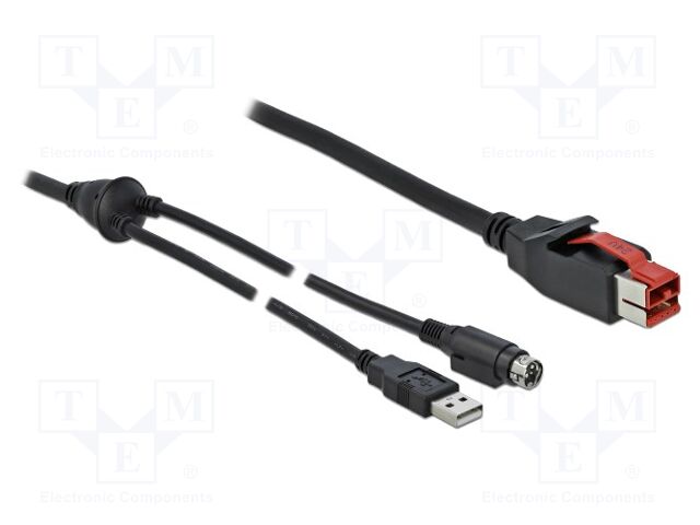 Cable; DIN mini 3pin plug,PoweredUSB plug,USB A plug; 2m; black