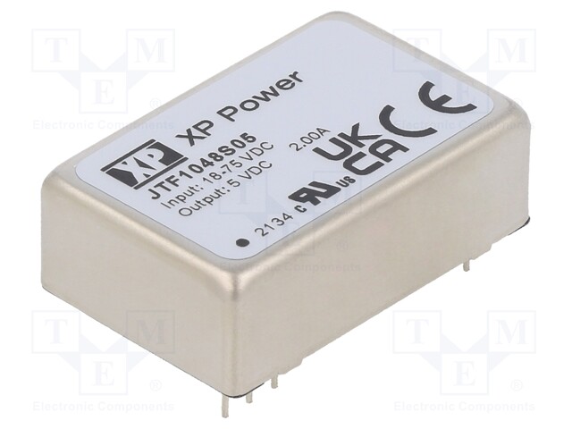 Isolated Board Mount DC/DC Converter, 4:1 Input, ITE, 1 Output, 10 W, 5 V, 2 A
