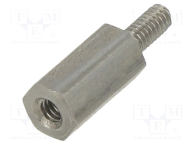 Screwed spacer sleeve; 8mm; Int.thread: M2; Ext.thread: M2