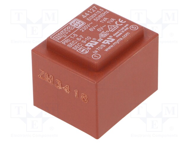 Transformer: encapsulated; 2VA; 230VAC; 6V; 6V; 167mA; 167mA