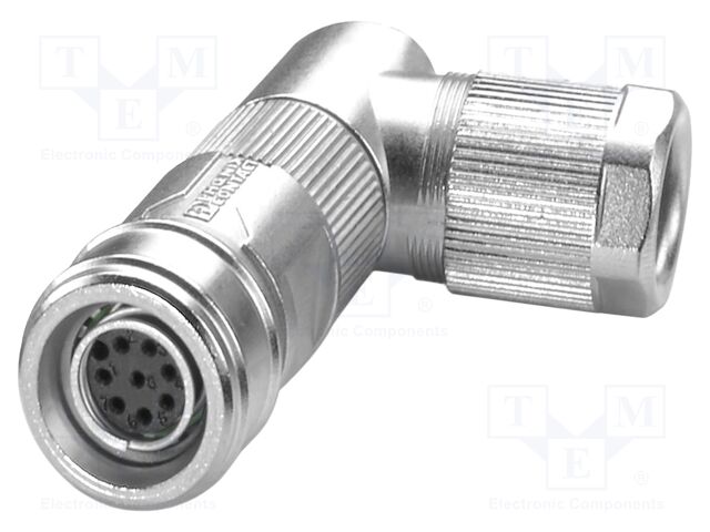 Connector: M12; plug; PIN: 8; 30V; angled; IP65; crimped; A code; 2A