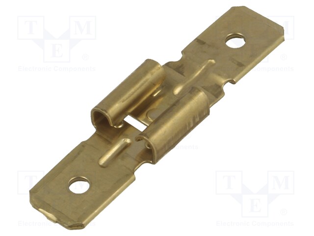 Terminal: flat; 6.3mm; 0.8mm; 1 x female,2 x male; unplated; brass