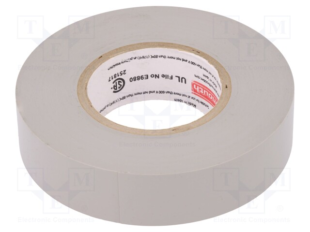 Tape: electrical insulating; W: 19mm; L: 20m; D: 0.18mm; grey; rubber