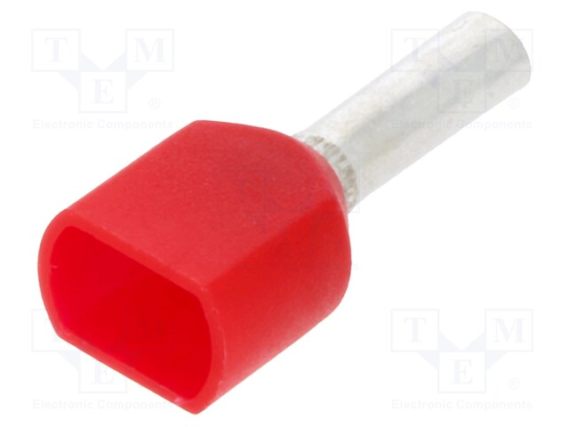 Bootlace ferrule; insulated,double; copper; 1mm2; 8mm; tinned