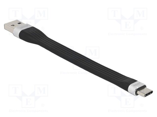 Cable; USB A plug,USB C plug; 0.13m; black; 5Gbps; 3A