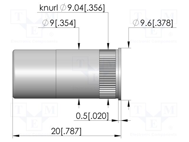 Test probe socket; gold-plated; KS-612; 20mm; test needles