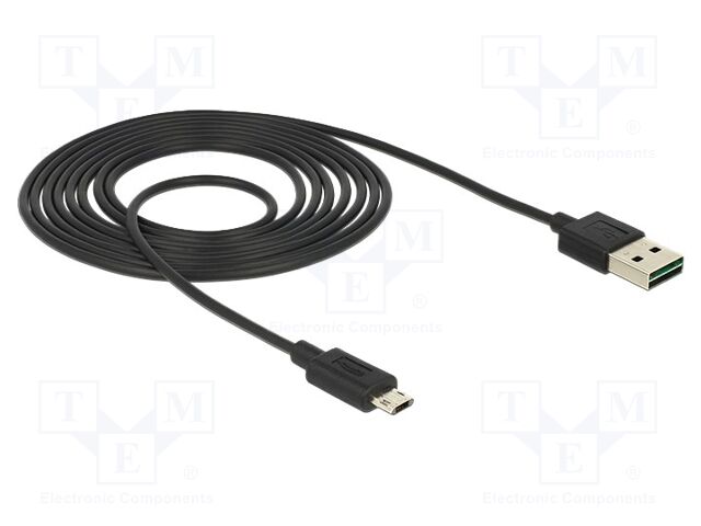 Cable; USB 2.0; gold-plated; 2m; black; 24AWG,32AWG; 480Mbps