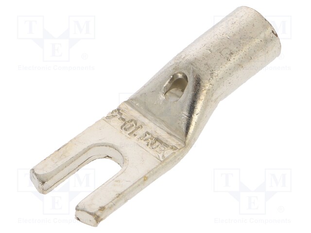 Tip: fork; M4; 10mm2; crimped; for cable; non-insulated; tinned