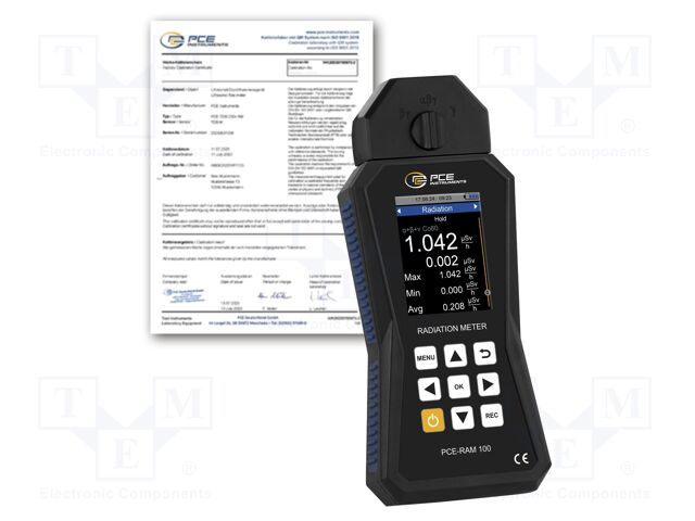 Meter: radation; LCD TFT 2,8"; 0÷1500uSv/h; Meas.accur: ±10%; IP52