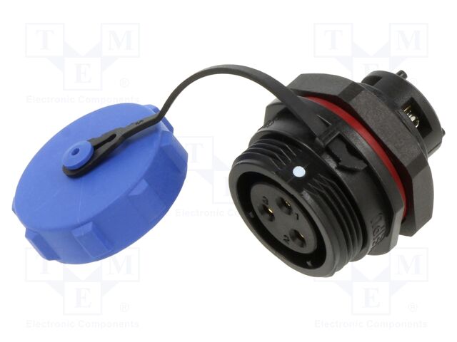 Connector: circular; socket; female; PIN: 3; IP68; SP17; 15A; 500V