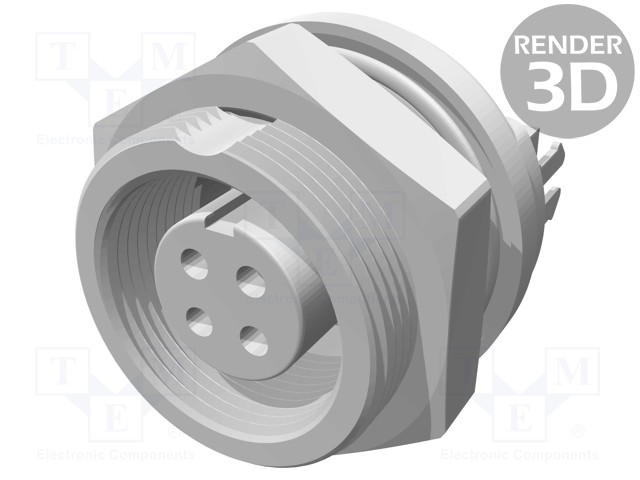 Connector: circular; socket; female; PIN: 4; gold-plated; 3A; IP65