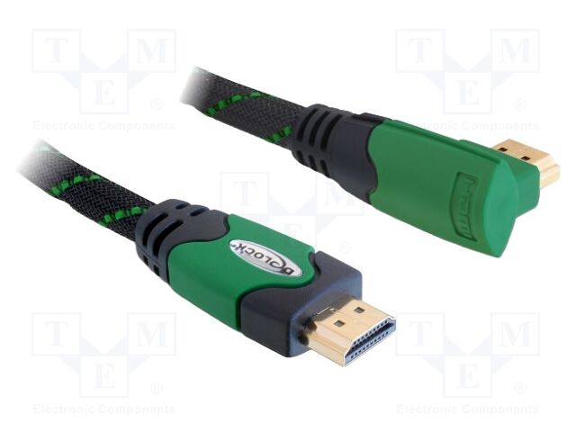 Cable; HDMI plug,HDMI plug 90° left/right; textile; 2m; 28AWG