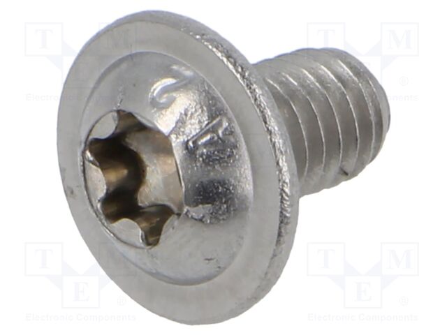Screw; with flange; M6x10; Head: button; Torx®; A2 stainless steel