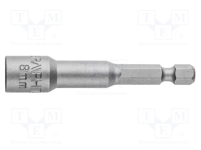 Screwdriver bit; 6-angles socket; HEX 8mm; Mounting: 1/4"