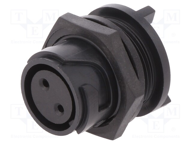 Connector: circular; socket; female; PIN: 2; w/o contacts; UL94V-0
