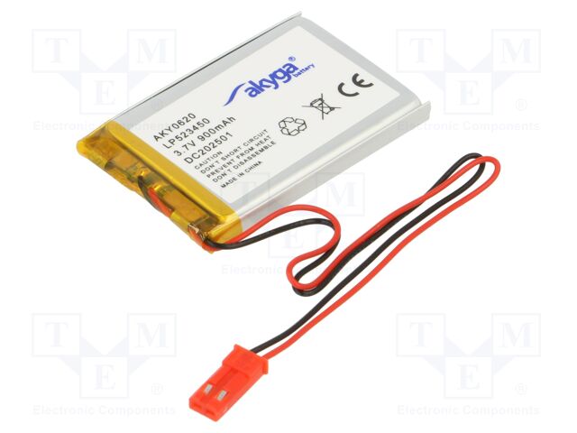 Re-battery: Li-Po; 3.7V; 900mAh; cables,JST SYP-02T-1 socket
