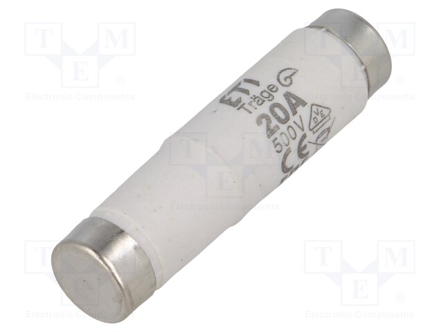 Fuse: fuse; gG; 20A; 500VAC; 500VDC; ceramic; DI; D