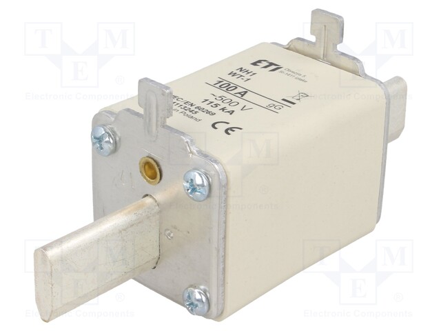 Fuse: fuse; gG; 100A; 500VAC; ceramic,industrial; NH1; WT-NH