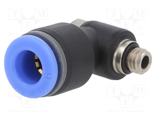 Push-in fitting; angled; -0.95÷15bar; Thread: M5; BLUELINE; 0÷60°C