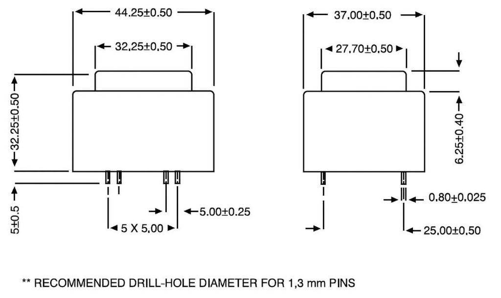 Transformer: encapsulated; 5VA; 117VAC; 6V; 833mA; Mounting: PCB
