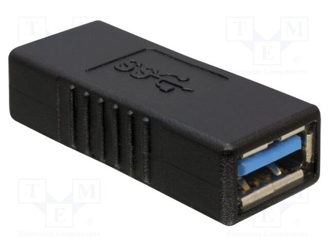 Adapter; USB A socket,both sides; Connector colour: black