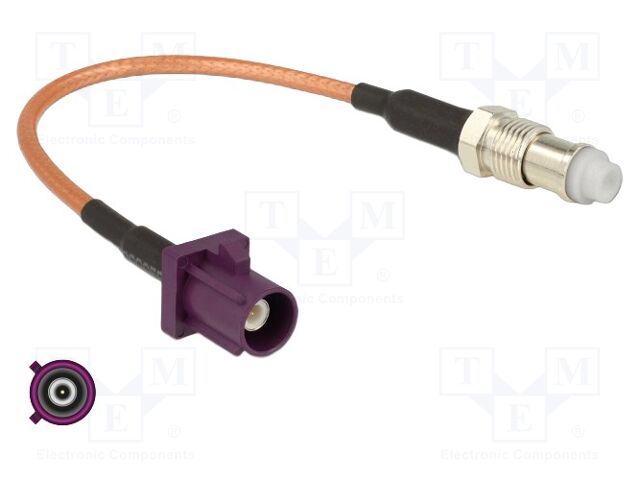 Cable; 150mm; Fakra D male,FME female; transparent; Øcable: 2.6mm