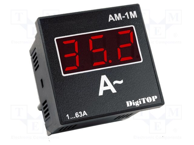 Ammeter; digital,mounting; 1÷63A; on panel; Network: single-phase