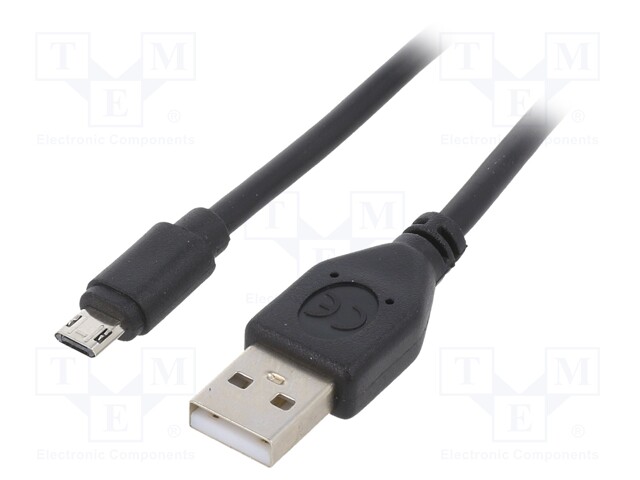 Cable; USB 2.0; USB A plug,USB B micro reversible plug; 1.8m