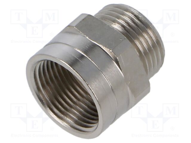Thread adapter; Int.thread: PG13,5; Ext.thread: M20; brass
